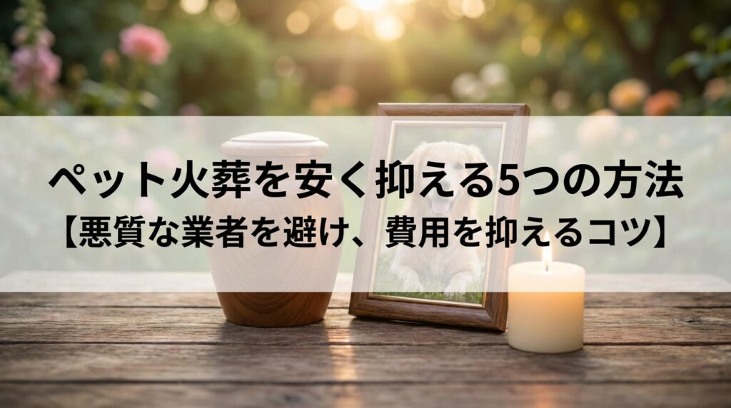 ペット火葬を安く済ませる5つの方法【悪徳業者を避けて費用を抑えるコツ】