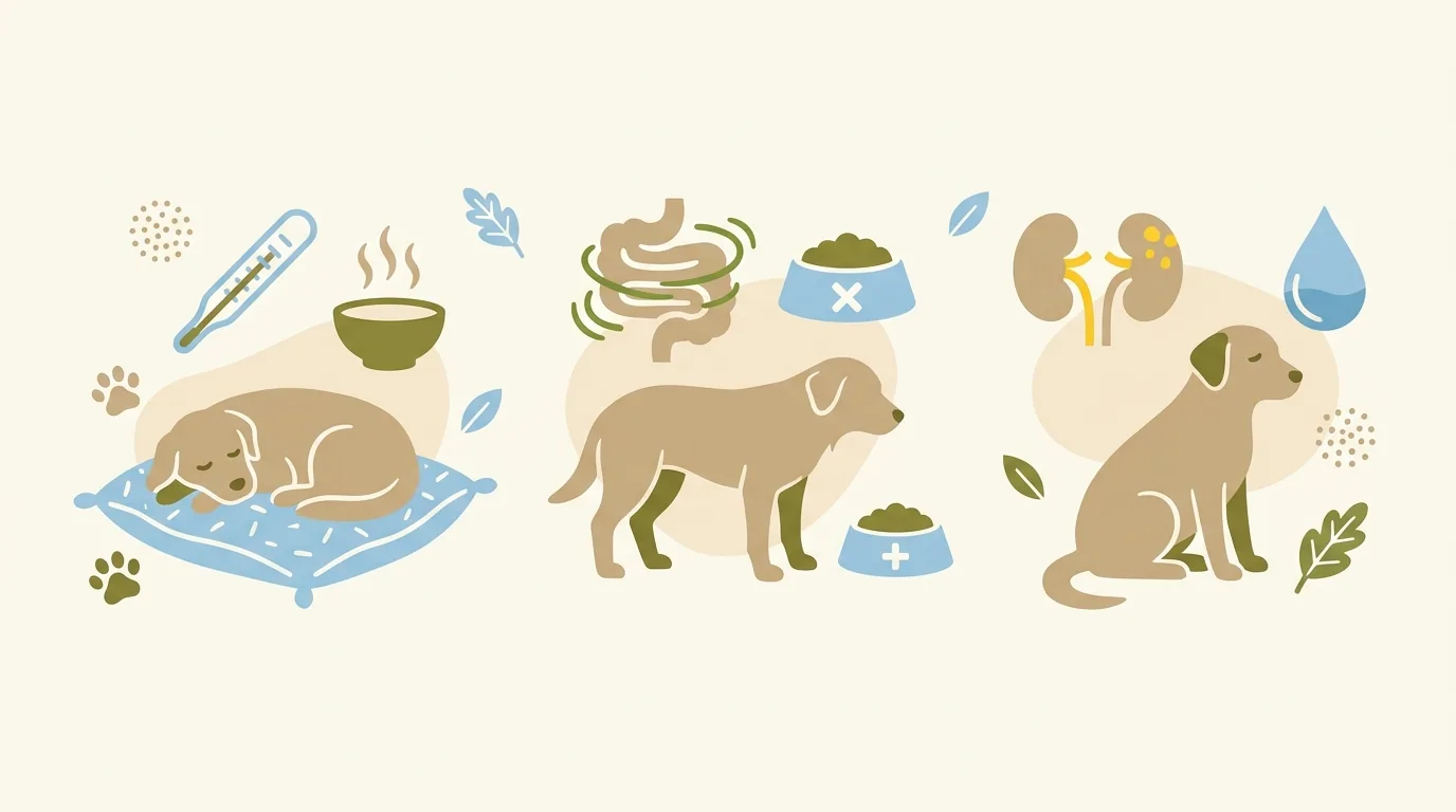 3 疾患の鑑別サイン: 慢性膵炎・IBD・慢性腎臓病末期の図解 / 老犬 食欲不振 下痢